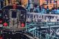 Preview: New York Subway Sandra Rauch Handsiebdruck, Malerei + Schlagmetall unter Acrylglas von der Gallerie EinBild EinRahmen
